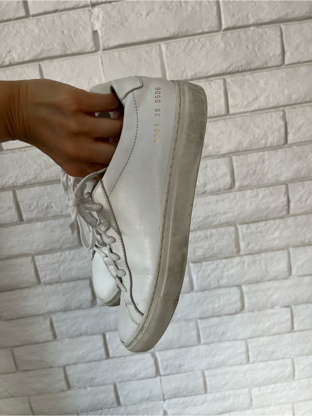 Common Projects Original Achilles Low Sneaker White Leather Lace-Up Size 38 - Picture 6 of 10